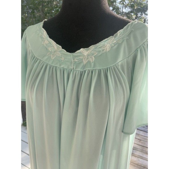 Miss Elaine Classics Blue Embroidered Flutter Sleeve L Gown Style 50809 - Picture 4 of 9